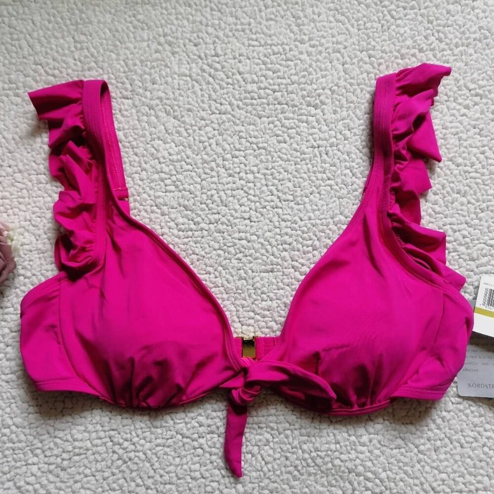 Bleu Rod Beattie Women’s Underwire Bikini Top In Think Pink, Size 14